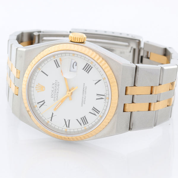 Rolex Oysterquartz Datejust 2-Tone Men's Watch 17013 White Roman Dial