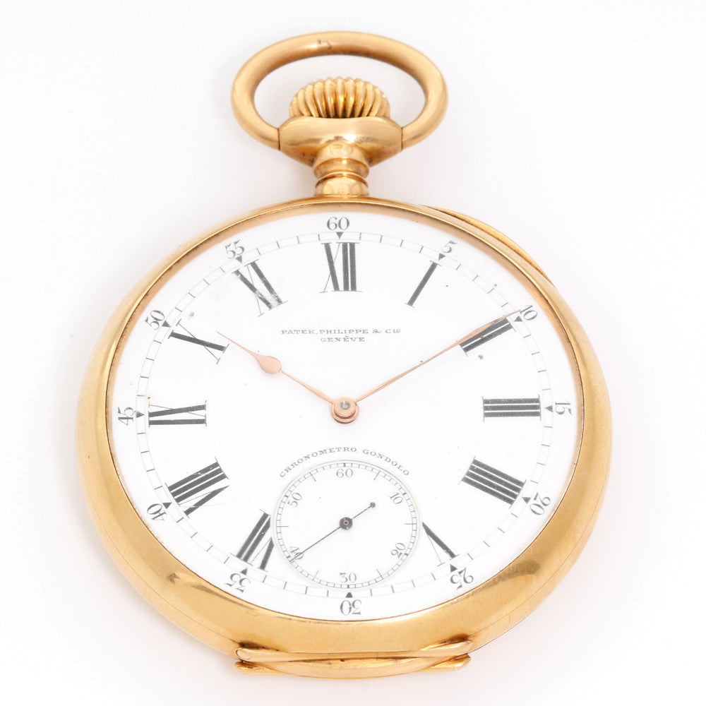 Vintage Patek Philippe Gondolo 18k Yellow Gold Open Face Pocket Watch