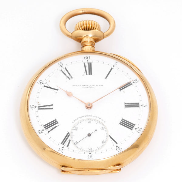 Vintage Patek Philippe Gondolo 18k Yellow Gold Open Face Pocket Watch