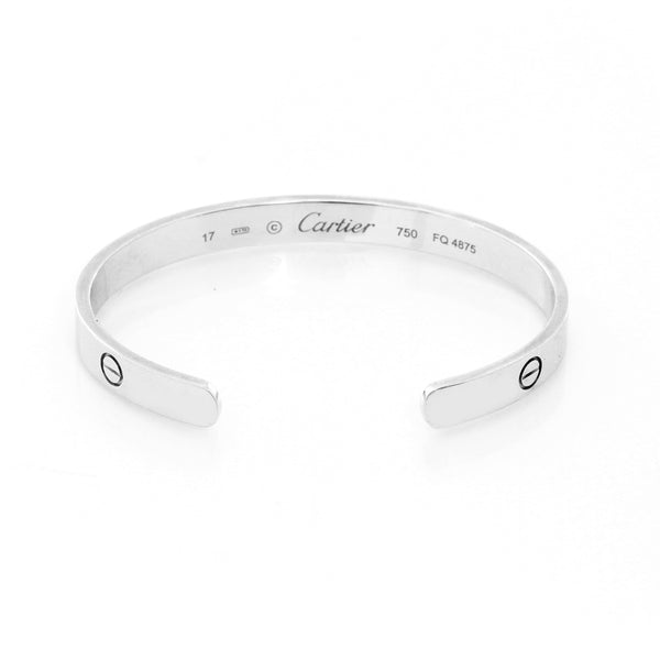 Cartier 18K White Gold Love Cuff Size 17