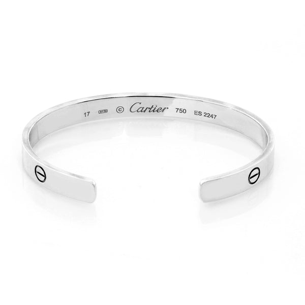Cartier 18K White Gold Love Cuff Size 17