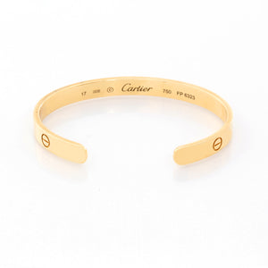 Cartier 18K Yellow Gold Love Cuff Size 17