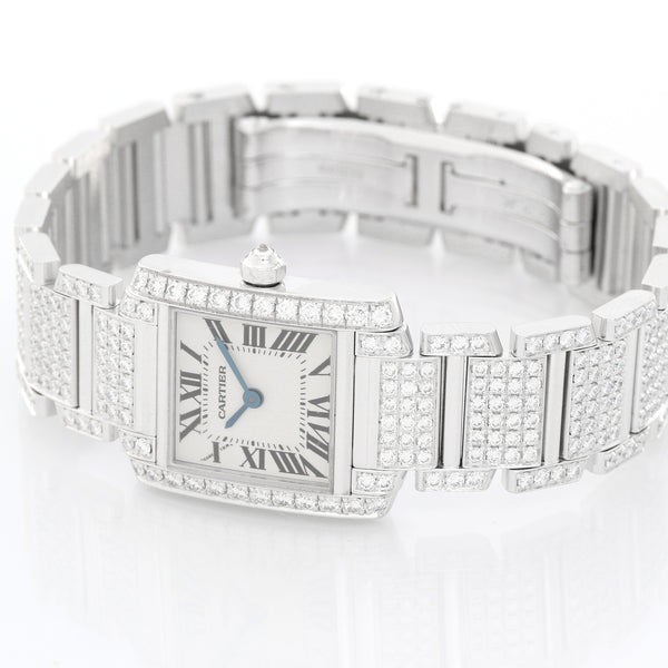 Cartier Ladies White Gold and Diamonds Tank Francaise WE1002SD