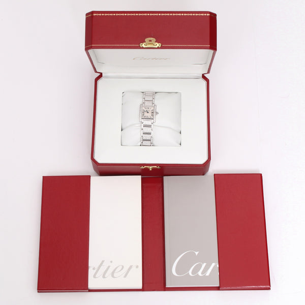 Cartier Ladies White Gold and Diamonds Tank Francaise WE1002SD