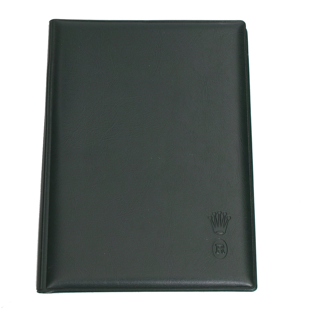 Rolex Green Leather Notepad with Yellow and Green Pen