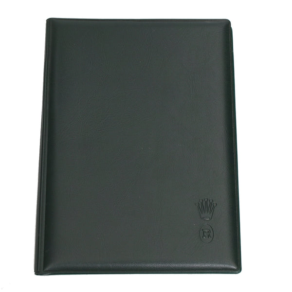 Rolex Green Leather Notepad with Yellow and Green Pen