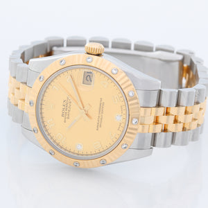 Rolex Midsize 2-Tone 12 Diamond Bezel Datejust Men's/Ladies Watch 178313