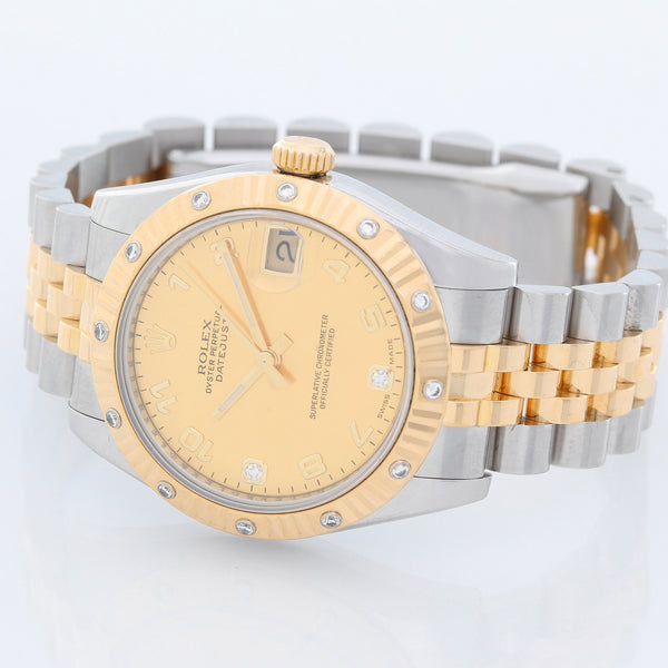 Rolex Midsize 2-Tone 12 Diamond Bezel Datejust Men's/Ladies Watch 178313