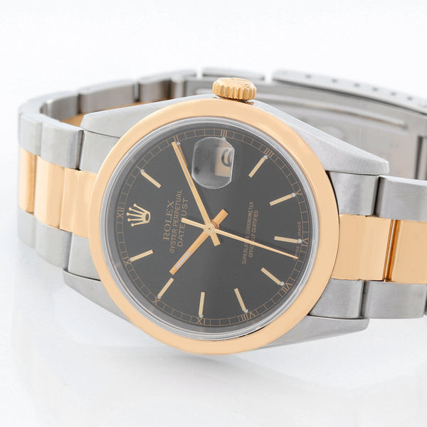 Rolex Datejust Men's 2-Tone Watch Oyster Bracelet 16203 Black Dial