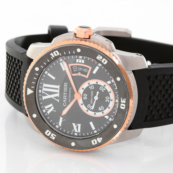 Calibre de Diver Cartier Men's 18K Rose Gold and Stainless Steel Watch