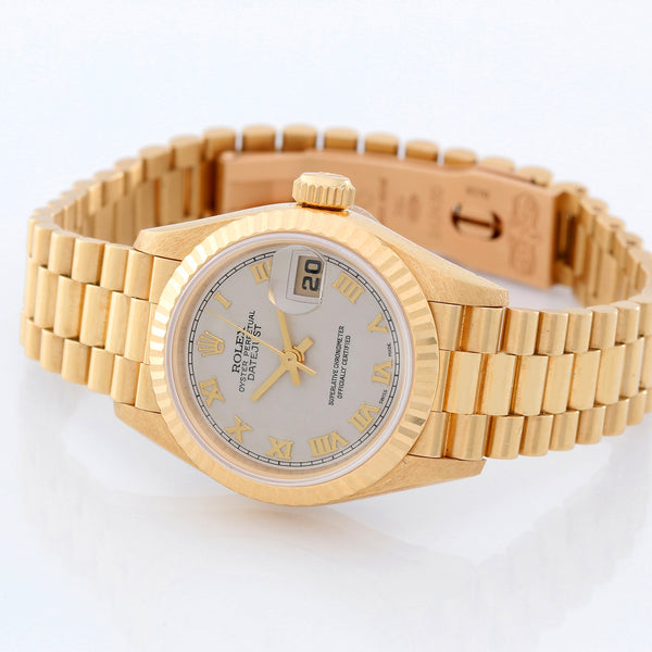 Rolex President Ladies 18k Yellow Gold Watch Ivory Dial 79178