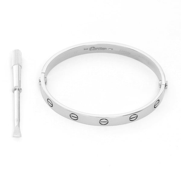 Cartier Love Bracelet 18k White Gold Size 16 with Screwdriver