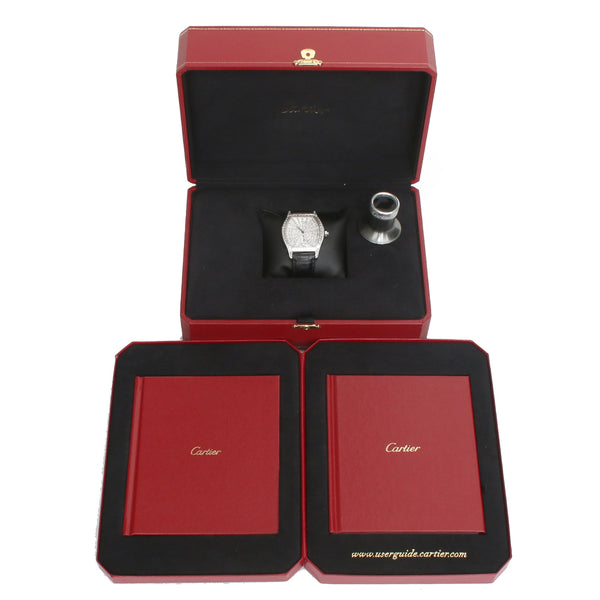 Cartier Tortue XL White Gold Diamond Dial Ladies Watch HP100502