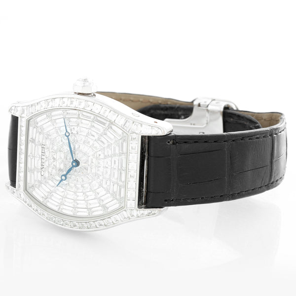 Cartier Tortue XL White Gold Diamond Dial Ladies Watch HP100502