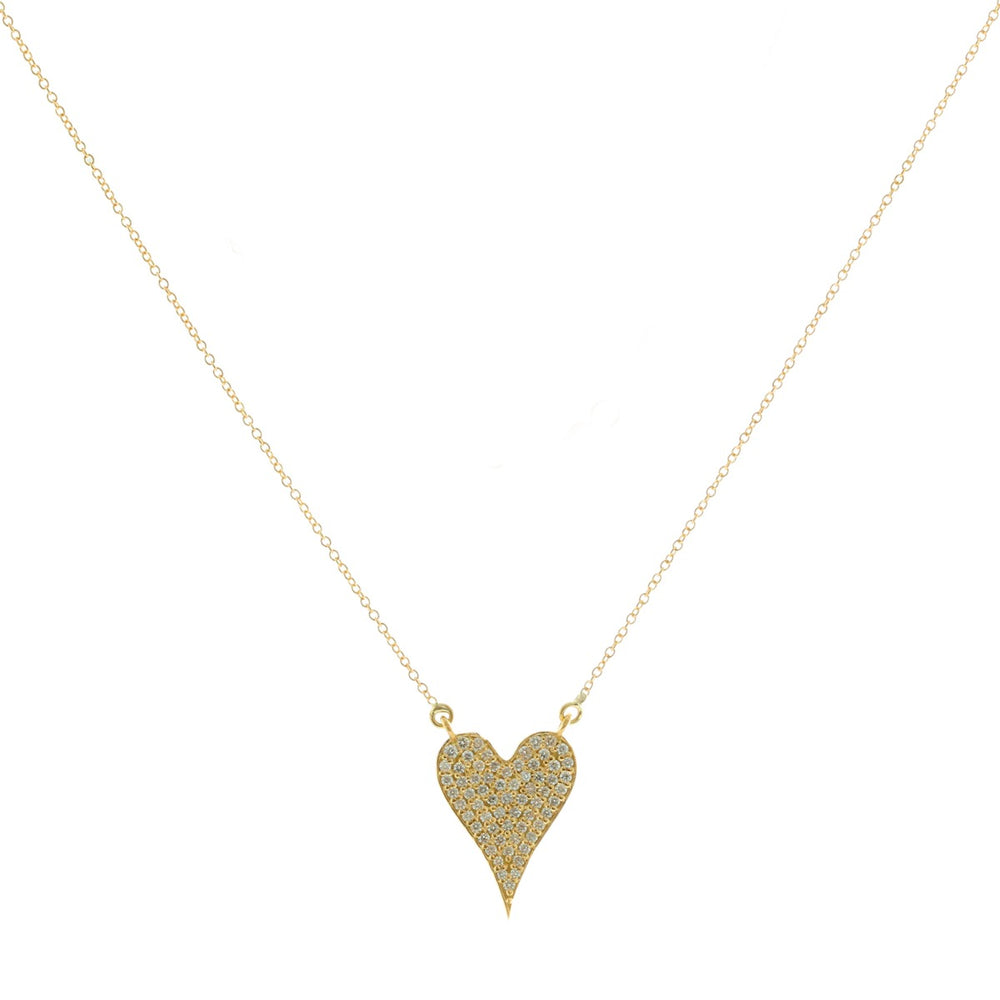 18K Yellow Gold Diamond Heart Necklace