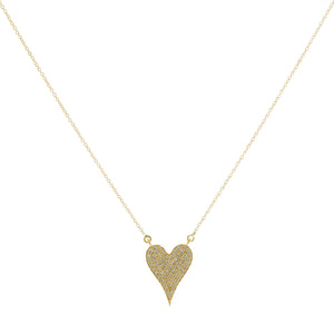 18K Yellow Gold Diamond Heart Necklace
