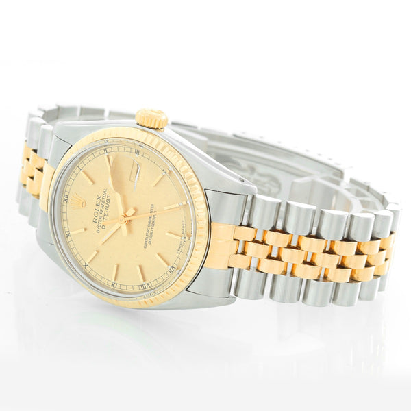 Men's Steel & Gold Rolex Datejust Watch 16013 Linen Dial