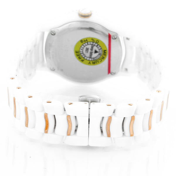 Ebel X-1 Silver Dial White Ceramic Ladies Watch 1216113