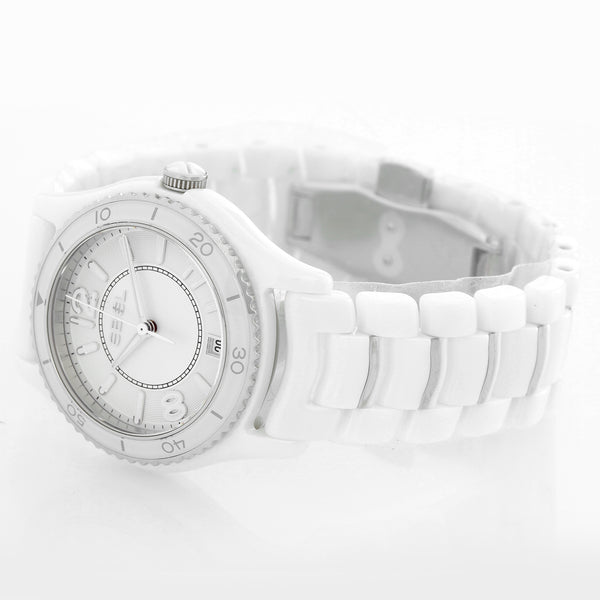 Ebel X-1 Silver Dial White Ceramic Ladies Watch 1216129