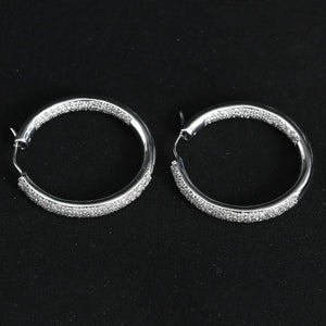 14k White Gold Diamond Inside-Out Hoops 1.6 cts