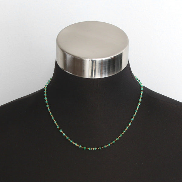 Uncut Emerald and Yellow Gold Necklace