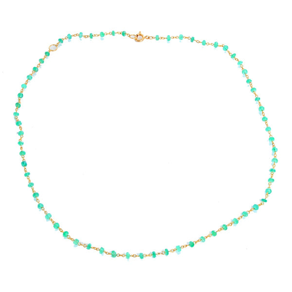 Uncut Emerald and Yellow Gold Necklace