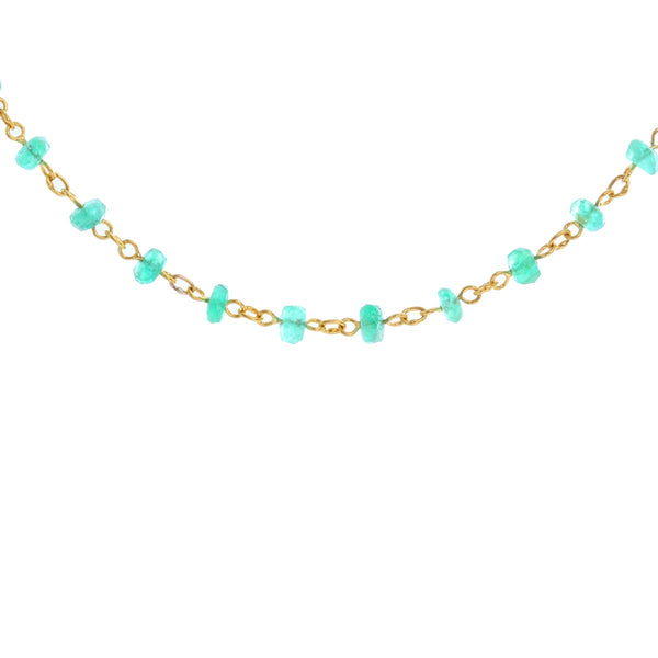 Uncut Emerald and Yellow Gold Necklace
