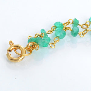 Uncut Emerald and Yellow Gold Necklace