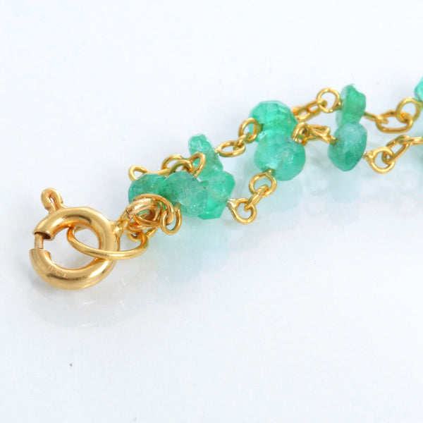 Uncut Emerald and Yellow Gold Necklace