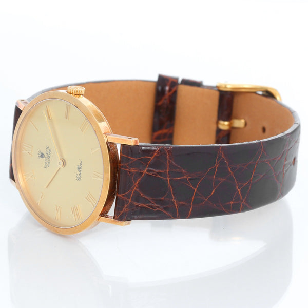 Rolex Cellini Men's 18k Yellow Gold Watch on Strap Band Mod. 4112