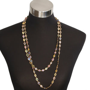 Round & Oval Shaped Sapphire 18K Yellow Gold Necklace