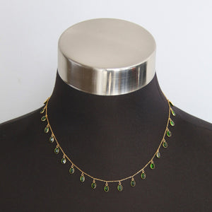 Diopside Stone and Yellow Gold Necklace