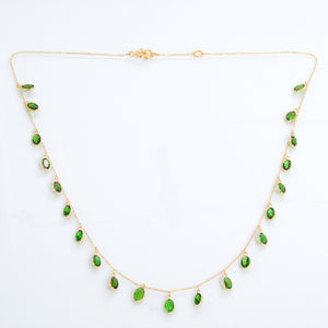 Diopside Stone and Yellow Gold Necklace