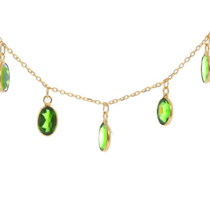 Diopside Stone and Yellow Gold Necklace