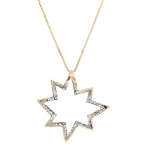14K Yellow Gold Pave Diamond Star Necklace