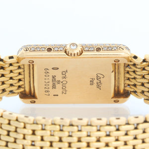 Cartier 18K Yellow Gold Diamond Tank Ladies Watch