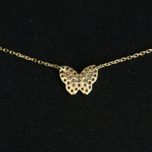 14K Yellow Gold Butterfly Diamond Necklace