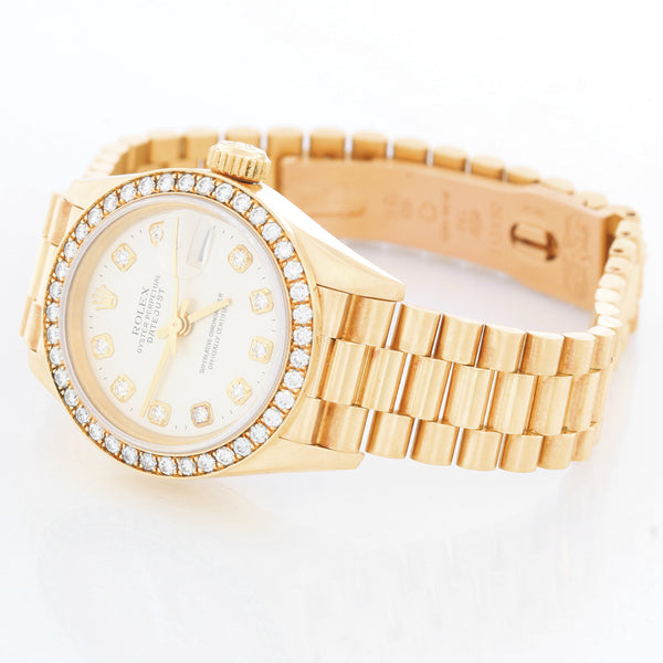 Ladies Rolex President 18k Yellow Gold Factory Diamond Watch 79138