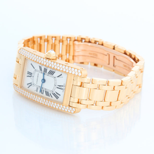 Cartier Tank Americaine Ladies 18k Yellow Gold Watch W2601556