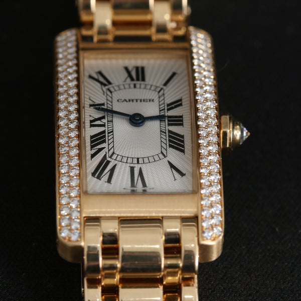 Cartier Tank Americaine Ladies 18k Yellow Gold Watch W2601556