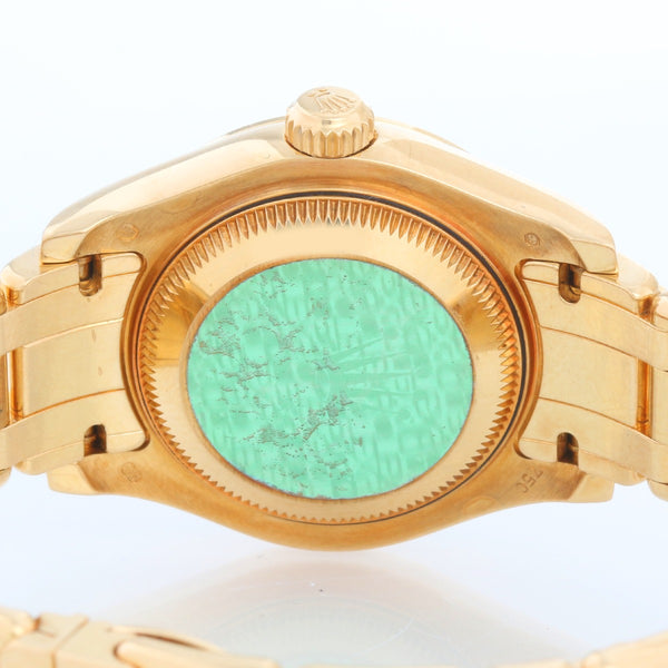 Rolex Lady Datejust Pearlmaster 18k Yellow Gold Champagne MOP Jubilee Diamond Watch 80318