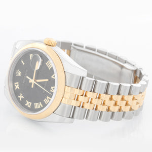 Rolex Datejust Men's 2-Tone Steel and Gold Black  Watch 116203