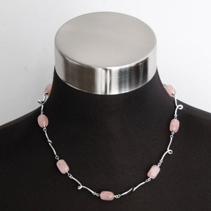 Tiffany & Co. Sterling Silver Rose Quartz Twirl Link Necklace
