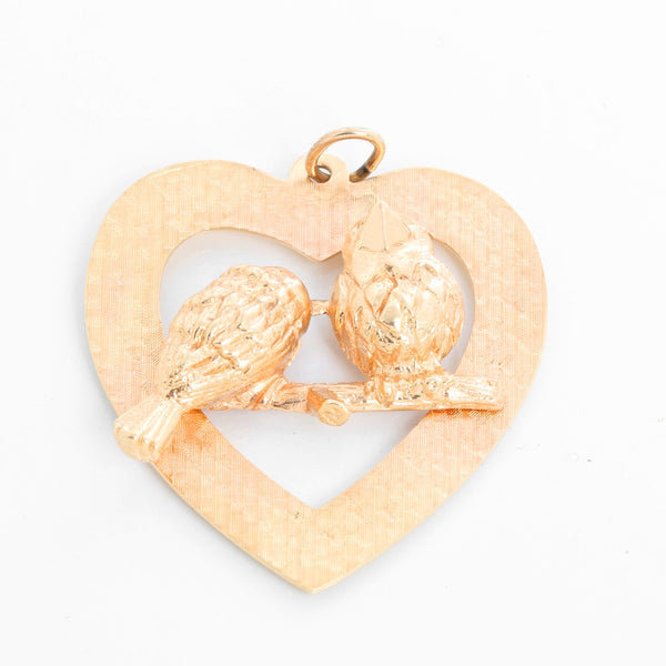 14K Heart & Bird Pendant
