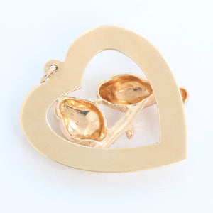 14K Heart & Bird Pendant
