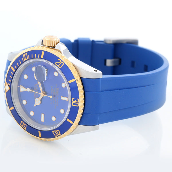 Rolex Submariner 2-Tone Steel & Gold Rubber Strap Men's Watch 16613