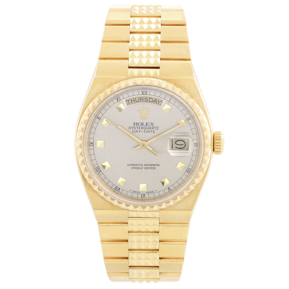 Extremely Rare Rolex Oysterquartz Pyramid 18k Gold Watch 19028