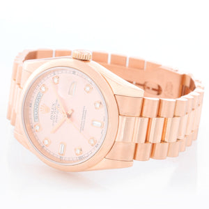 Rolex President Day-Date Men's 18k Rose Gold Diamond Watch 118205