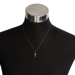 14K Rose Gold Diamond Cross Necklace