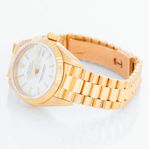 Rolex President Ladies 18k Yellow Gold White Dial Watch 69178